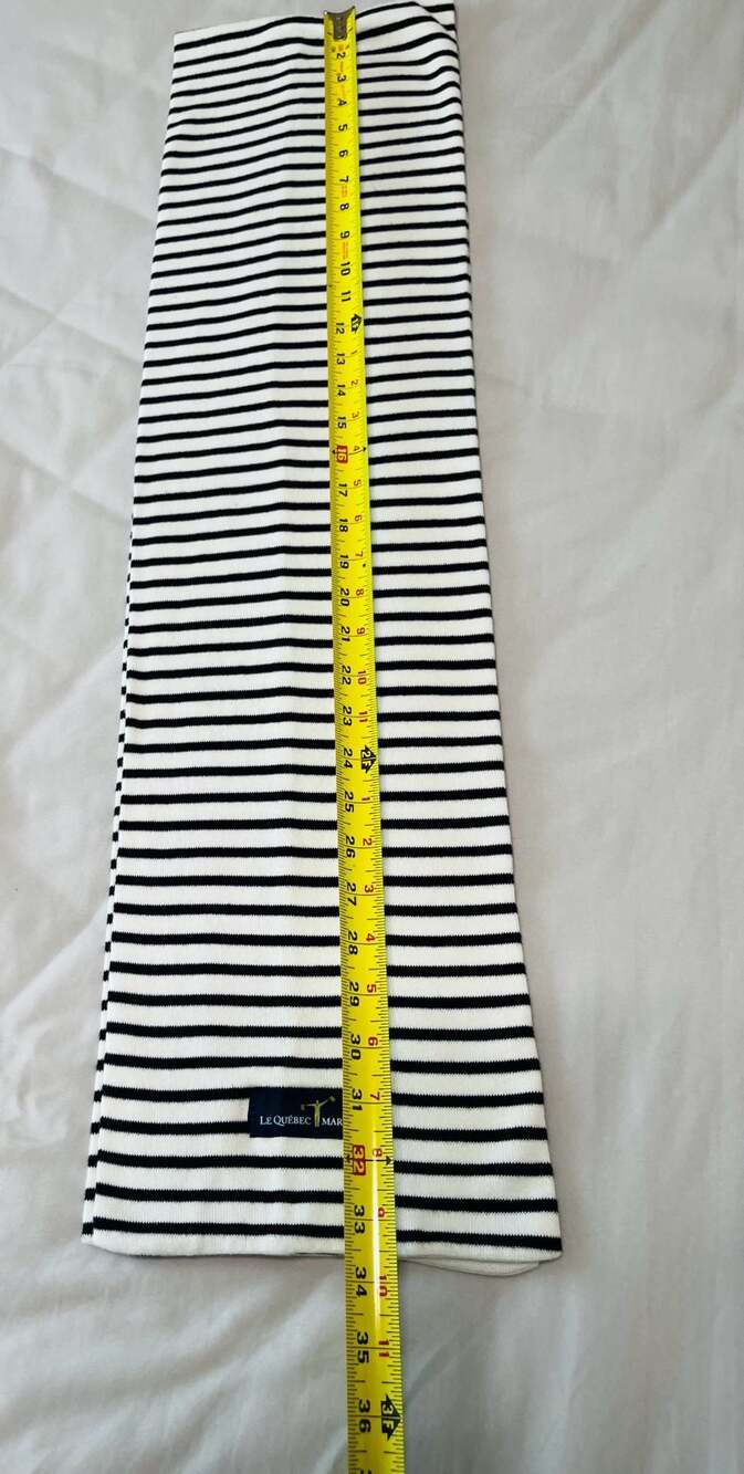 Le Québec Maritime Coastal Chic Black & White Striped Scarf | French Nautical - Picture 2 of 6